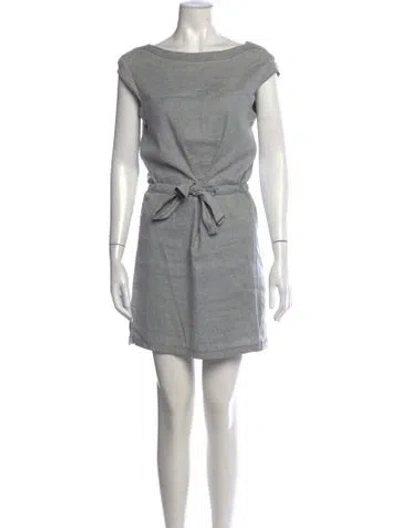 Pre-owned A.p.c. Linen Mini Dress In Grey
