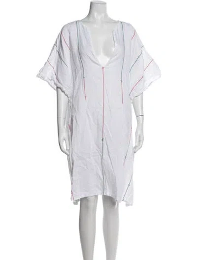 Pre-owned A.p.c. Linen Mini Dress In White