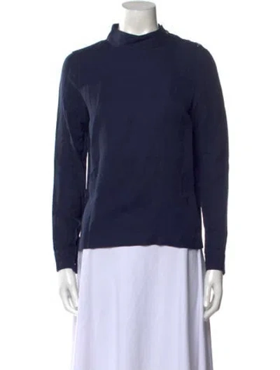 Pre-owned Apc Linen Mock Neck Sweatshirt In Blue