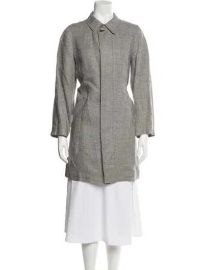 Pre-owned Apc Linen Plaid Print Peacoat In Gray