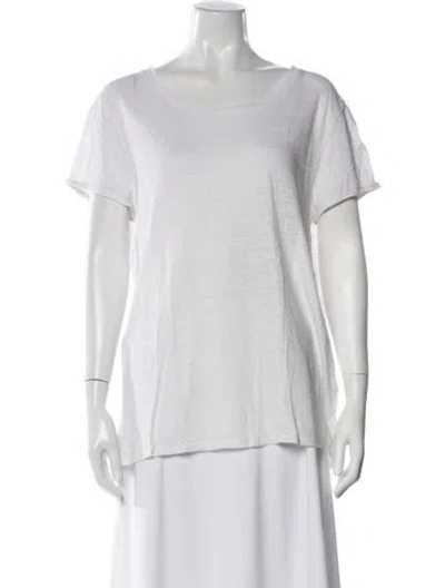 Pre-owned A.p.c. Linen Scoop Neck T-shirt In White