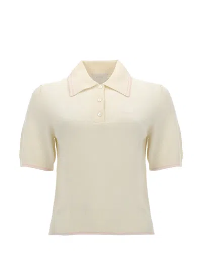 A.p.c. Lisa Contrast-trim Short-sleeve Polo Shirt In Neutral