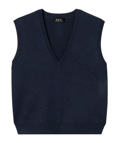 Apc Lise Wool V-neck Vest In Black