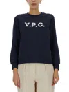 Apc A.p.c. Relaxed-fit Lightweight Cotton Blend Sweatshirt In Blue