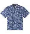 Apc Lloyd Convertible-collar Printed Cotton Shirt In Blue