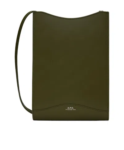 Apc Logo Adjustable Bag Strap Shoulder Bag In Green