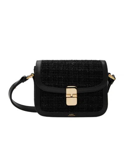 Apc Logo Adjustable Shoulder Strap Shoulder Bag In Black