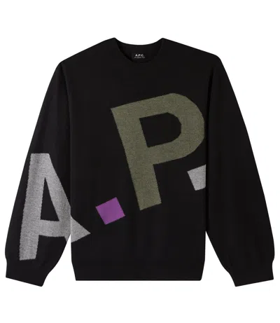 Apc Logo All Over Sweater In Black