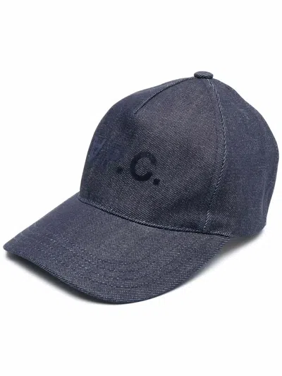 A.p.c. Logo Baseball Cap In Blue
