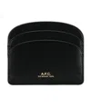 Apc A.p.c. Demi Lune Leather Card Holder In Black
