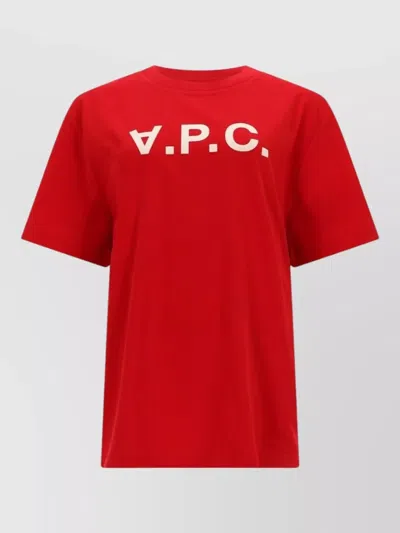 A.p.c. Logo Crew Neck Short Sleeve T-shirt In Red