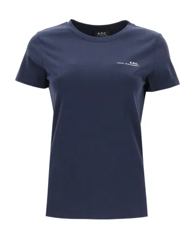 Apc A.p.c. Logo Printed Crewneck T In Blue