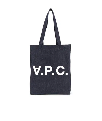 Apc Denim Logo Tote Bag In Black