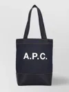 Apc Logo Denim Tote Bag Leather Trim In Blue