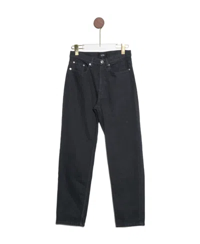 Apc Logo Denim Trousers In Black