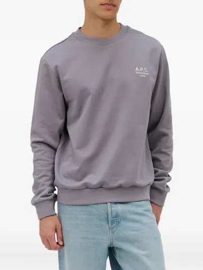 A.p.c. Logo-detail Crew-neck Sweatshirt In Gray