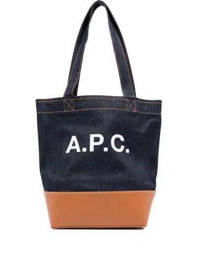 Apc Logo-detail Denim Tote Bag In Blue