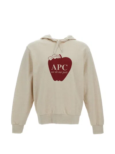 Apc A.p.c. Apple Print Hoodie In Neutral