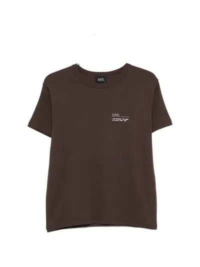 A.p.c. Logo-detail T-shirt In Brown