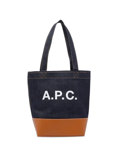 A.p.c. Brown Denim Cowhide Handbag In Multi