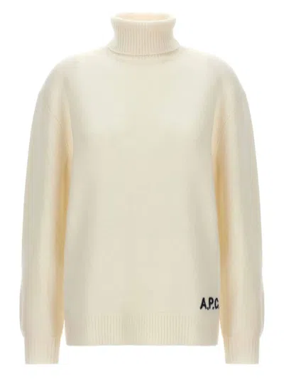 Apc Straight-cut Ecru Sweater In Thick Virgin Merino Wool In White
