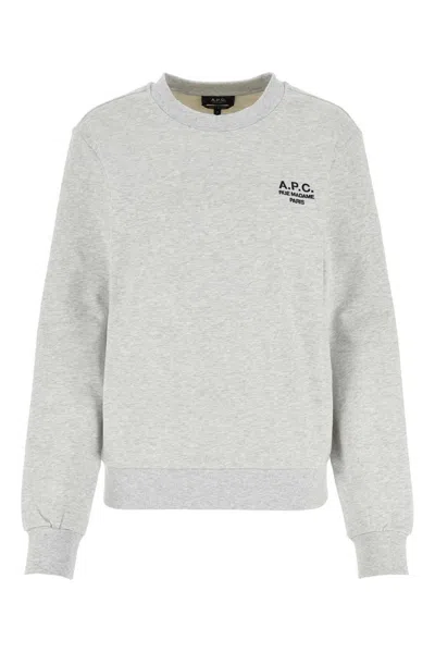 Apc A.p.c. Logo Detailed Crewneck Sweatshirt In Grey