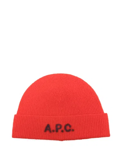 Apc Logo-embellishment Beanie In Red