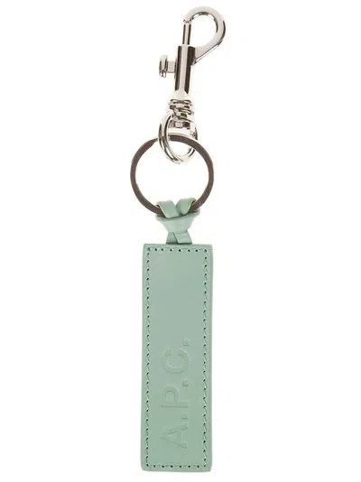 Apc A.p.c. Logo Embossed Keyring In Green