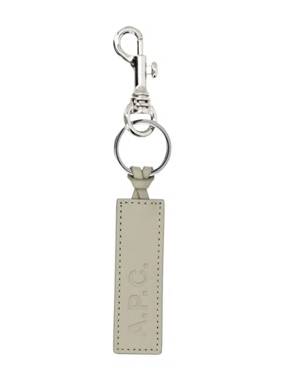 Apc Keychain With Embossed Logo In Beige