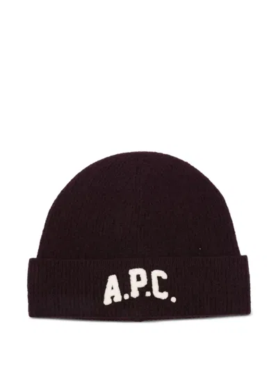 Apc Logo-embroidered Beanie In Purple