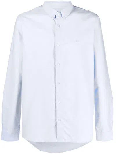 Apc Logo-embroidered Button-down Shirt In Blue