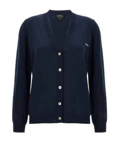 A.p.c. Logo-embroidered Cardigan In Black