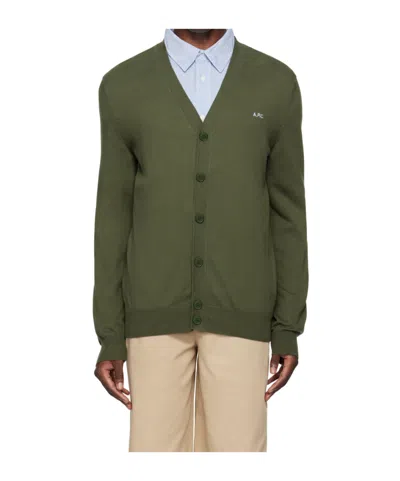 Apc Khaki Joseph Cardigan In Green