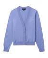 Apc Logo-embroidered Cotton Cardigan In Blue