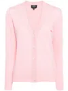 Apc Logo-embroidered Cotton Cardigan In Pink