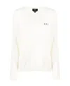 Apc Logo-embroidered Cotton Jumper In White