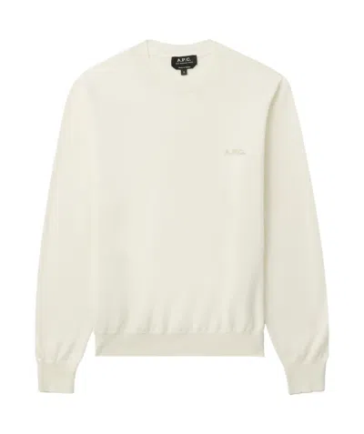 Apc Logo-embroidered Cotton Jumper In White