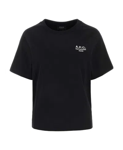 Apc Logo-embroidered Cotton T-shirt In Black