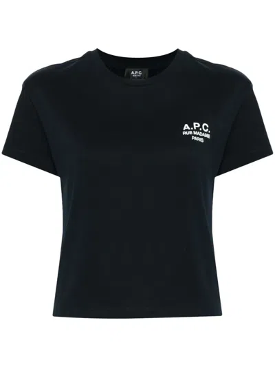 Apc A.p.c. Boxy Rue Madame Cotton Crew-neck T-shirt In Navy