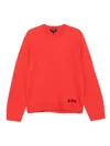Apc Logo-embroidered Crew-neck Sweater In Red