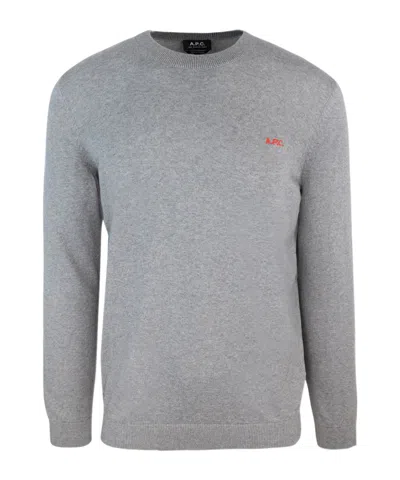 Apc A.p.c. Logo Embroidered Crewneck Jumper In Gray