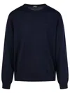 Apc Merino Wool Jumper With Tone-on-tone Embroidery In Iak Dark Navy