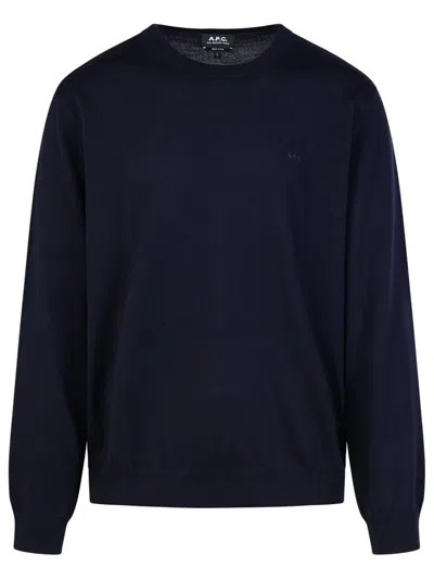 Apc A.p.c. Logo Embroidered Crewneck Jumper In Navy