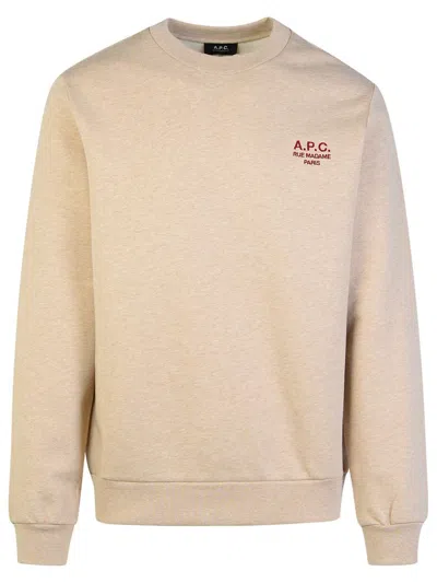Apc A.p.c. Logo Embroidered Crewneck Sweatshirt In Beige
