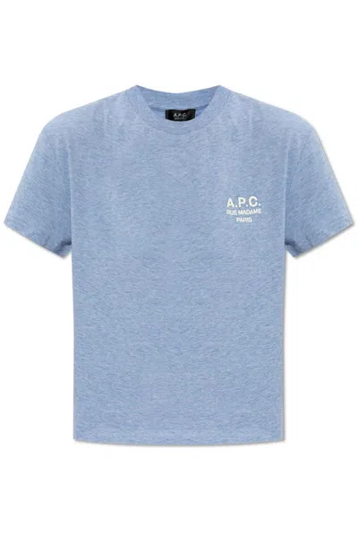 Apc A.p.c. Logo Embroidered Crewneck T In Blue