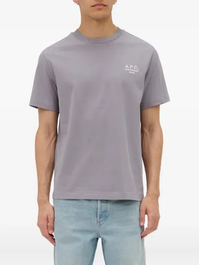 A.p.c. Logo Embroidered Crewneck T-shirt In Gray