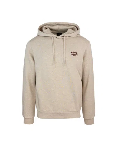Apc A.p.c. Logo Embroidered Drawstring Hoodie In Beige
