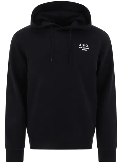 Apc A.p.c. Logo Embroidered Drawstring Hoodie In Black