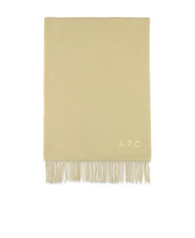 Apc Logo-embroidered Fringed Scarf In Nude