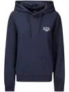Apc Logo-embroidered Hoodie In Blue
